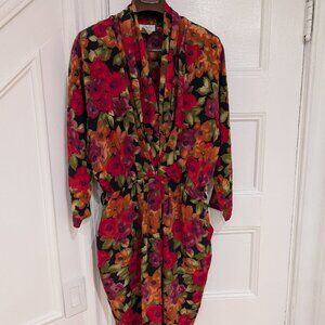 Dahan Women's Floral Red Orange Polyester Dress Size 14